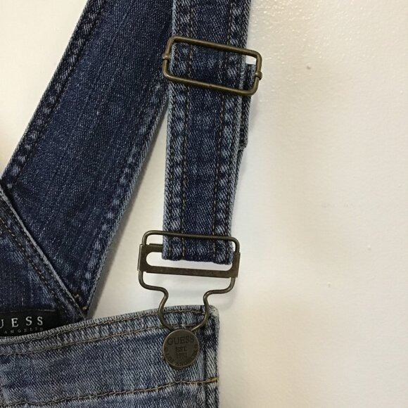 Vintage 90s Guess Destressed Denim Overalls Size 26 - Picture 5 of 12